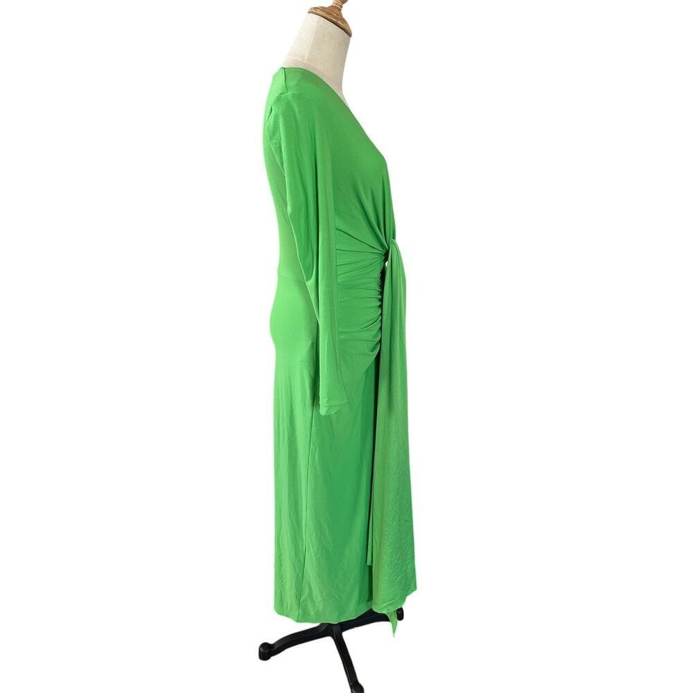 NWT SOLACE London Lorena Deep V-Neck Long Dress Neon Green Long Sleeve Size 0 - Picture 7 of 11